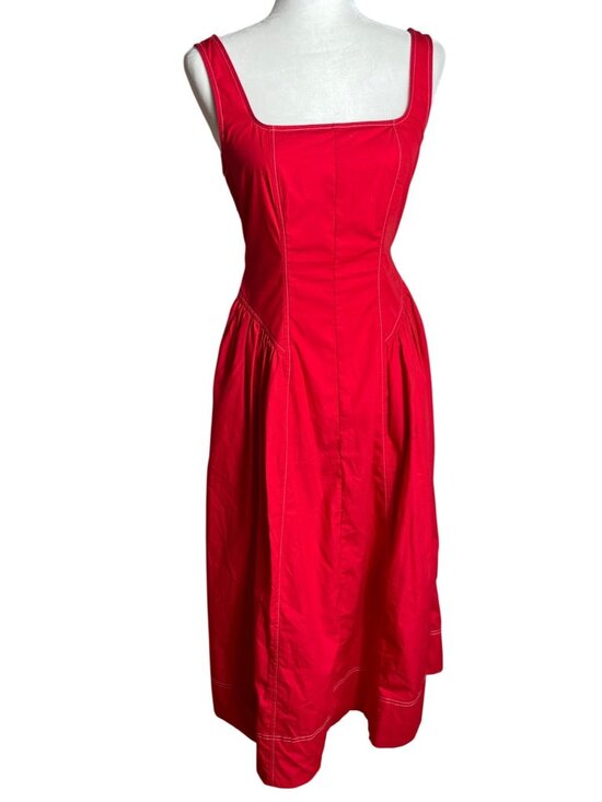 Free Assembly Dresses & Skirts - Free Assembly Dress Paneled Midi Red Romantic Princess Coquette Pockets Wom S